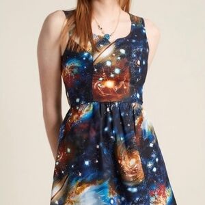 Galaxy Print Sleeveless Dress